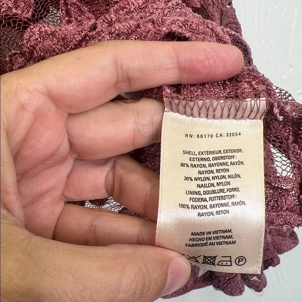 Anthropologie - Akemi + Kin Rose Pink Mock Neck Lace Long Sleeve Blouse Size 6